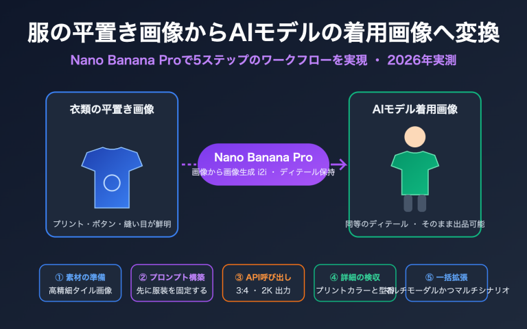 nano banana pro flat lay to model photo apparel workflow ja image 0 图示