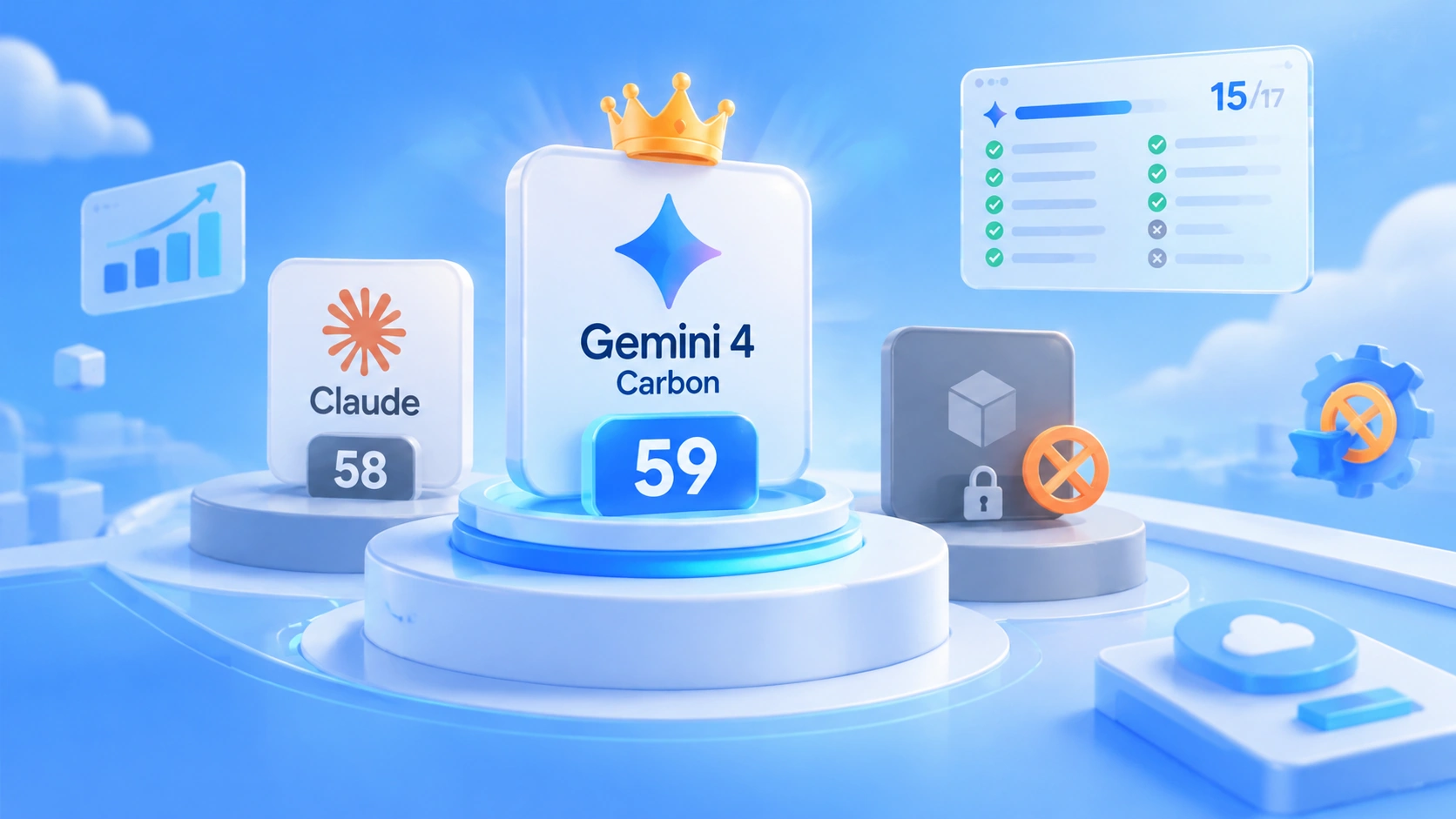 Gemini 4 Carbon 发布解读：59 分反超 Opus 5.5，17 项赢 15 项却调不到