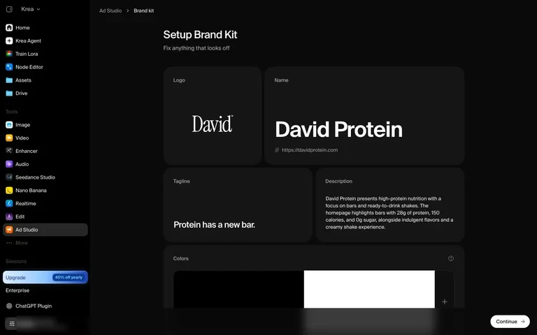 Настройка Brand Kit в Krea Ad Studio