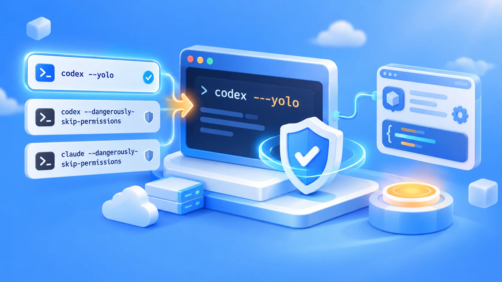 Codex CLIで権限チェックをスキップして起動する3つの方法：codex –yoloはClaude Codeの–dangerously-skip-permissionsに相当する